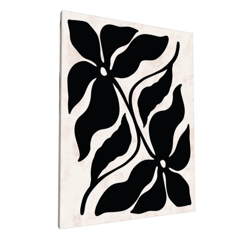 Tablou canvas: Forme Abstracte Florale în Negru - Image 1