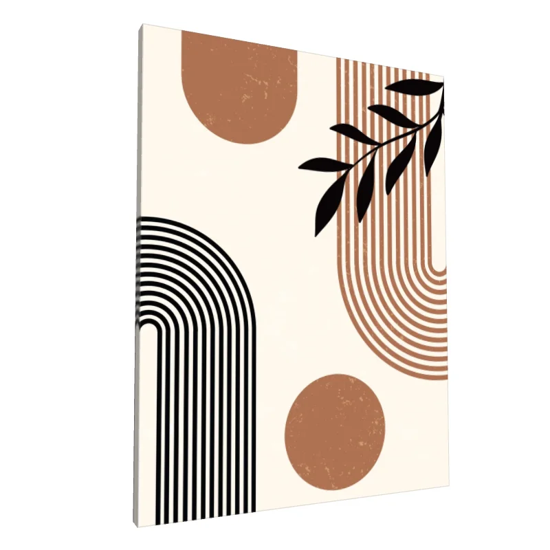 Tablou canvas: Forme Geometrice și Frunză Neagră