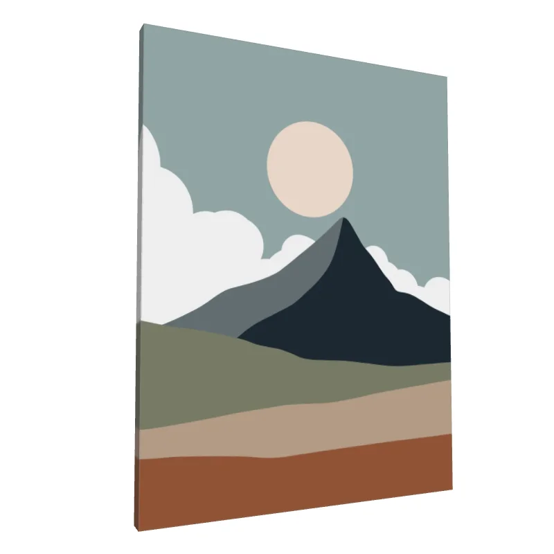 Tablou canvas: Peisaj Montan Abstract cu Soare