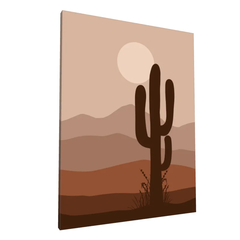 Tablou canvas: Peisaj Deșertic cu Cactus la Apus