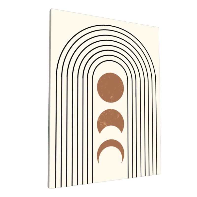 Tablou canvas: Forme Geometrice și Arce în Trei Culori