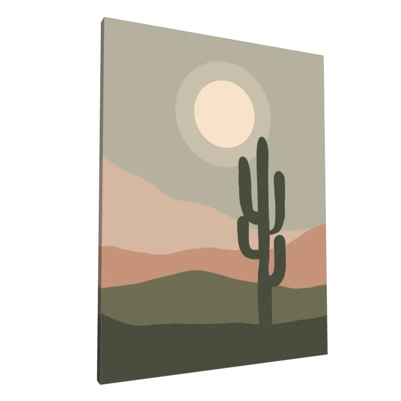 Tablou canvas: Peisaj Abstract cu Cactus și Apus