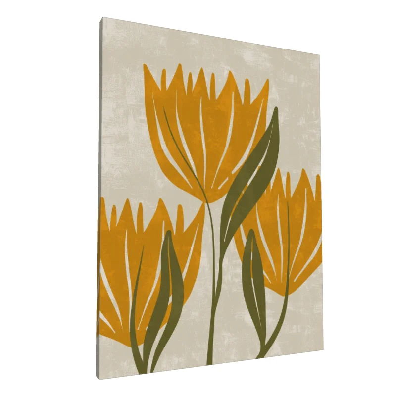 Tablou canvas: Flori Abstraite în Tonuri de Ocru