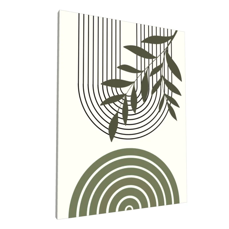 Tablou canvas: Forme Geometrice cu Frunze Verzi - Image 1