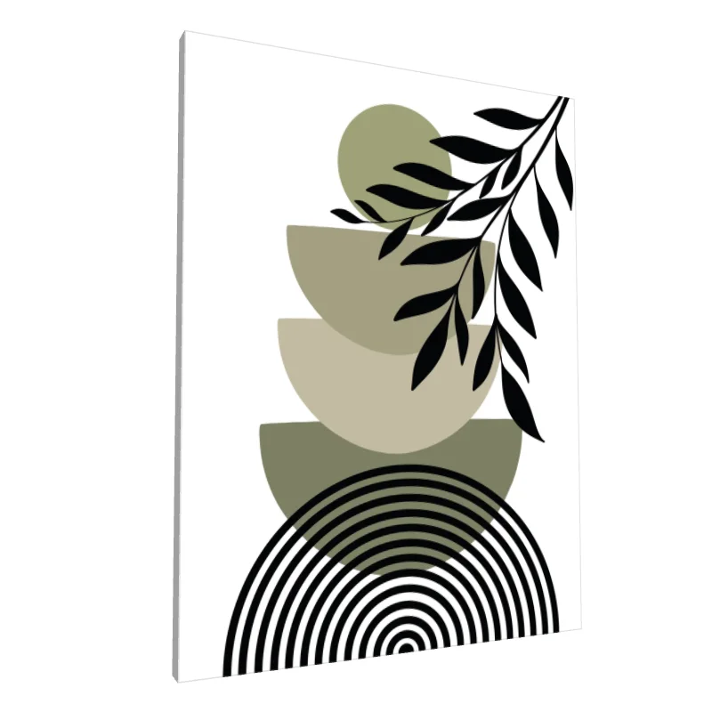 Tablou canvas: Forme Geometrice cu Frunziș Negru