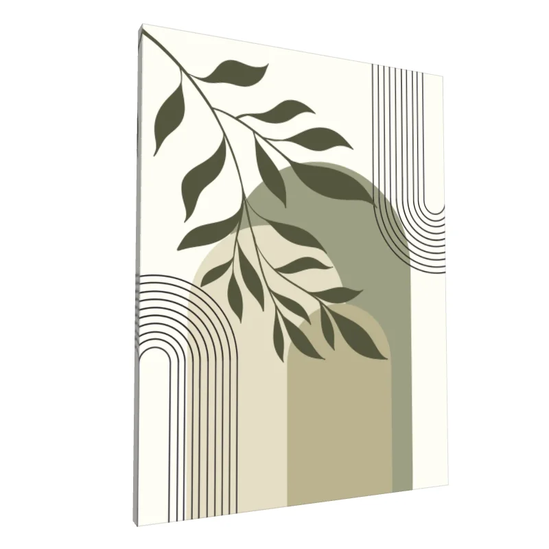 Tablou canvas: Frunză Abstractă cu Linii Curbe