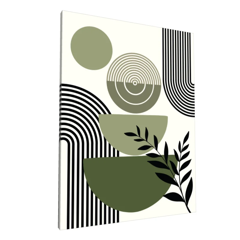 Tablou canvas: Forme Geometrice și Frunze Abstracte