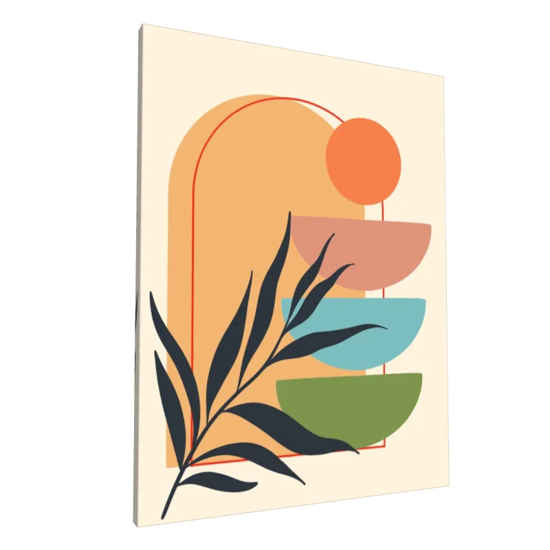 Tablou canvas: Forme Geometrice și Frunze în Teme Boeme