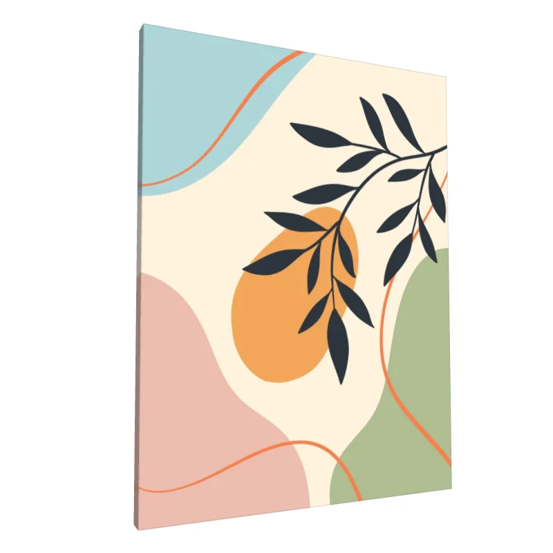 Tablou canvas: Frunză Neagră pe Fundal Abstract - Image 1