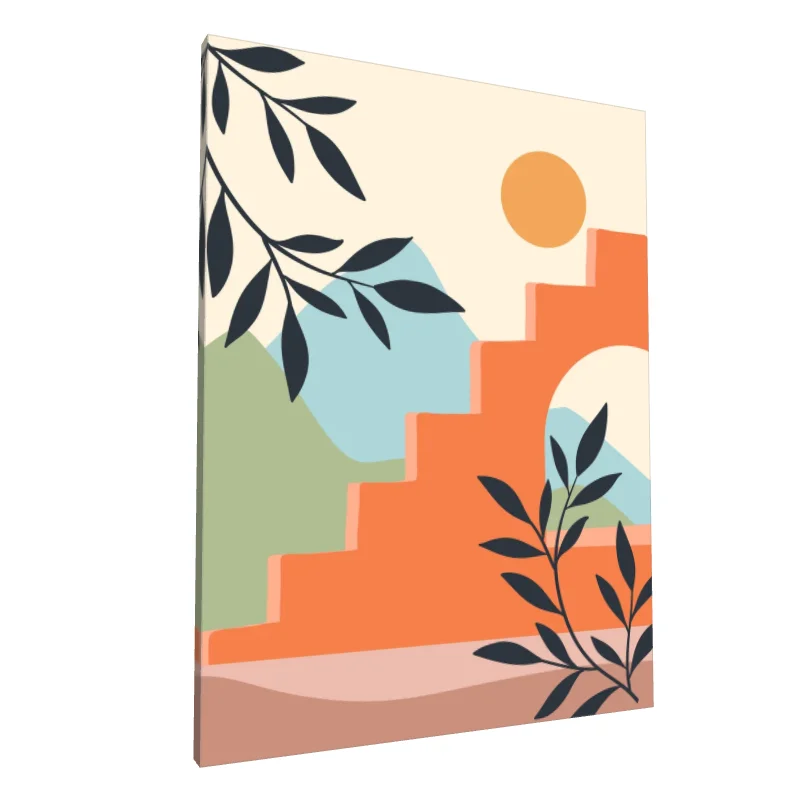 Tablou canvas: Peisaj Abstract cu Elemente Geometrice (2)