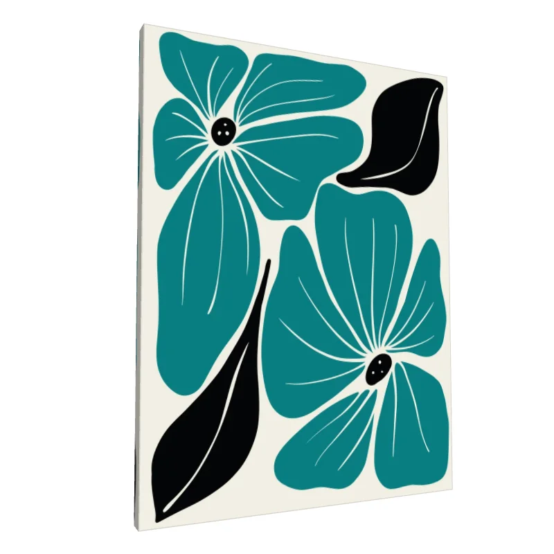 Tablou canvas: Flori Abstracte în Tonuri de Turcoaz