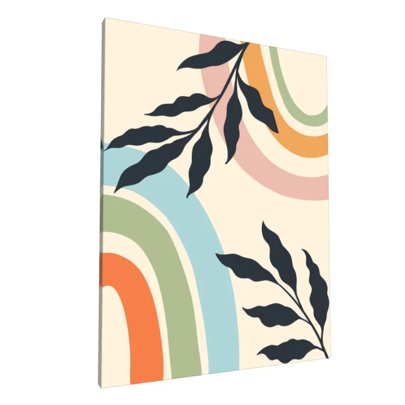 Tablou canvas: Frunze și Curbe în Tonuri Pastelate
