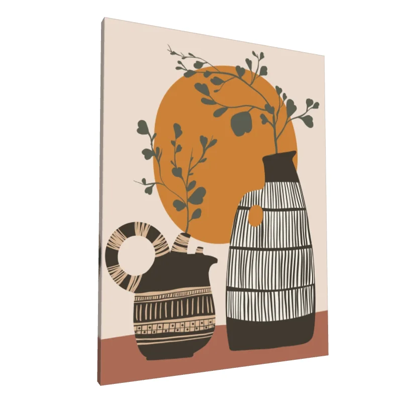 Tablou canvas: Vaze Boho cu Motive Abstracte