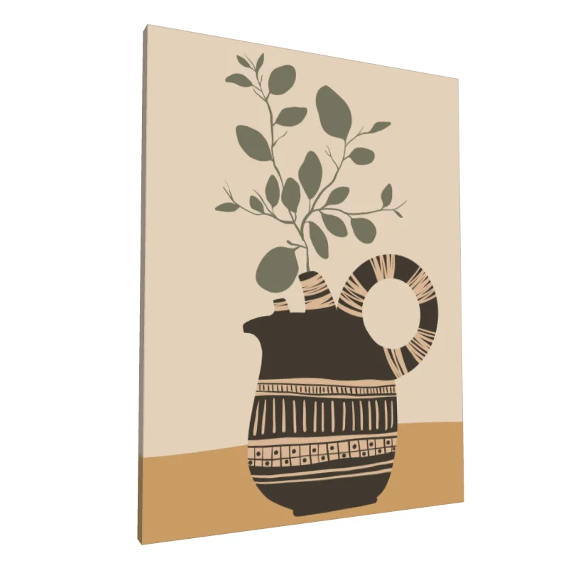 Tablou canvas: Vas Decorativ cu Frunze Abstracție Boemă