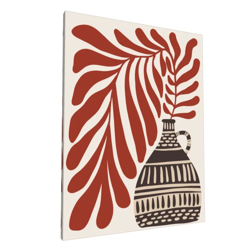 Tablou canvas: Vază Boemă cu Frunze Abstracție