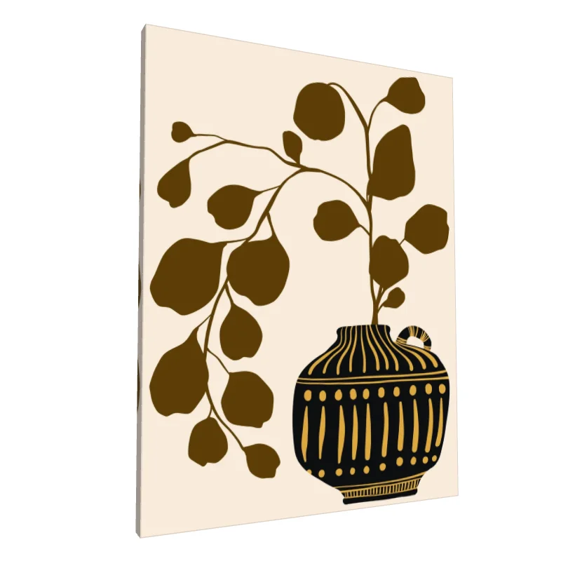 Tablou canvas: Vază și Frunze în Stil Boem