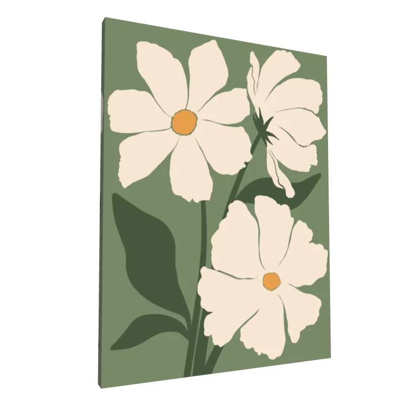 Tablou canvas: Flori Boeme pe Fundal Verde - Image 1