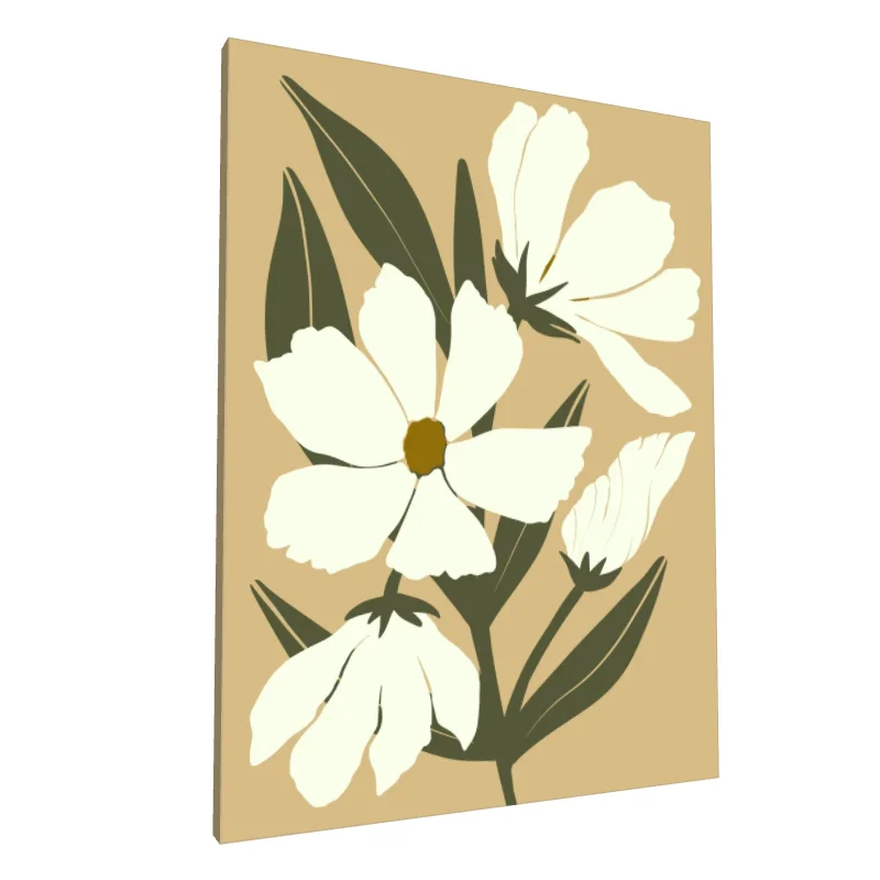 Tablou canvas: Flori Albastre pe Fundal Bej