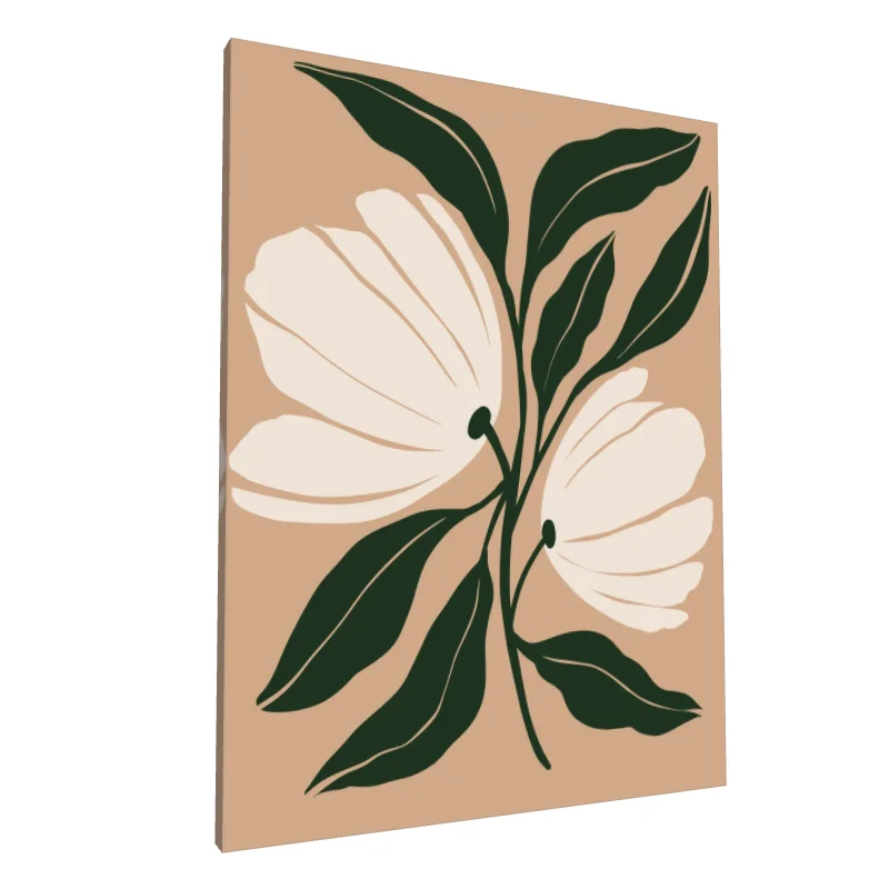 Tablou canvas: Flori Abstracte pe Fundal Bej