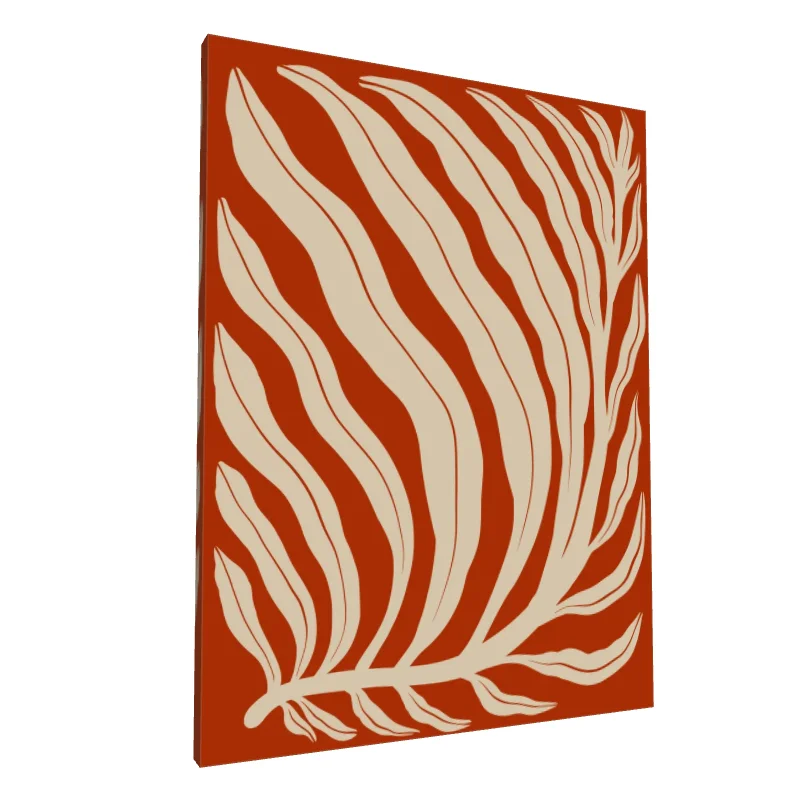 Tablou canvas: Frunză Abstractă pe Fundal Teracotă - Image 1