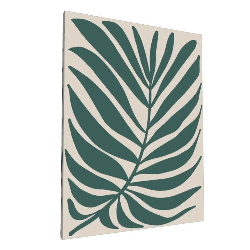 Tablou canvas: Frunză Verde pe Fundal Bej Minimalist