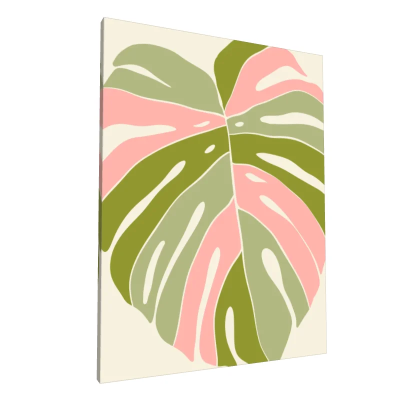 Tablou canvas: Frunză Monstera în Tonuri Pastelate