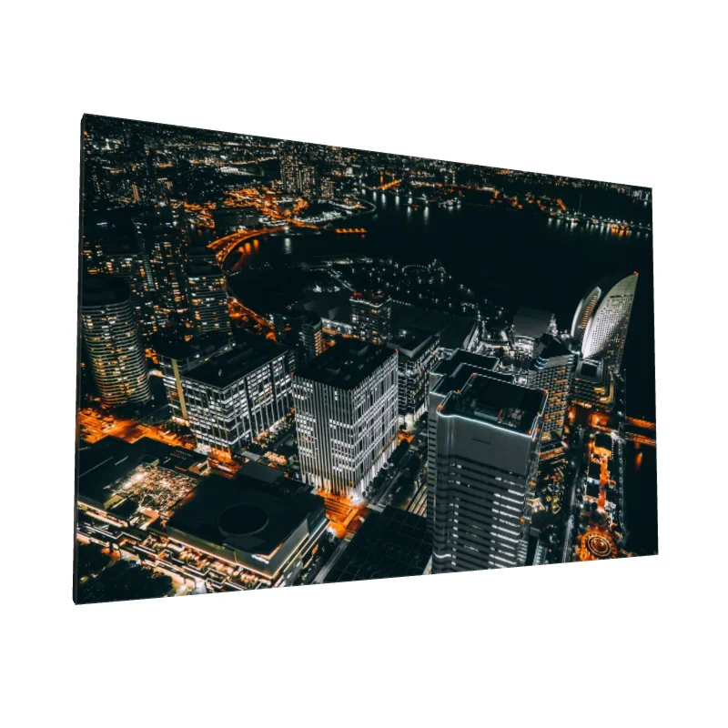 Tablou canvas: Panoramă Urbană Nocturnă cu Lumină Aurie - Image 1