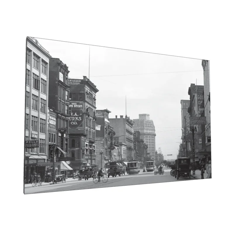 Tablou canvas: Stradă Istorică cu Tramvaie și Clădiri - Image 1