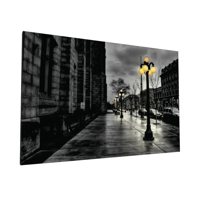 Tablou canvas: Stradă Nocturnă cu Felinare Aprinse - Image 1