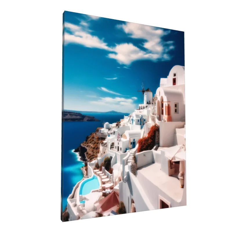 Tablou canvas: Peisaj Idilic Santorini cu Marea Egee - Image 1