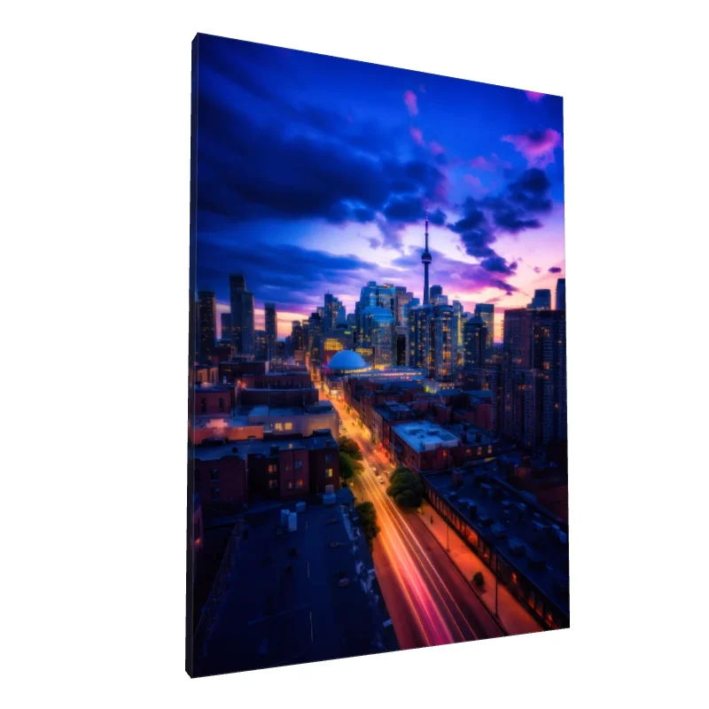 Tablou canvas: Peisaj Urban la Amurg cu Turn - Image 1
