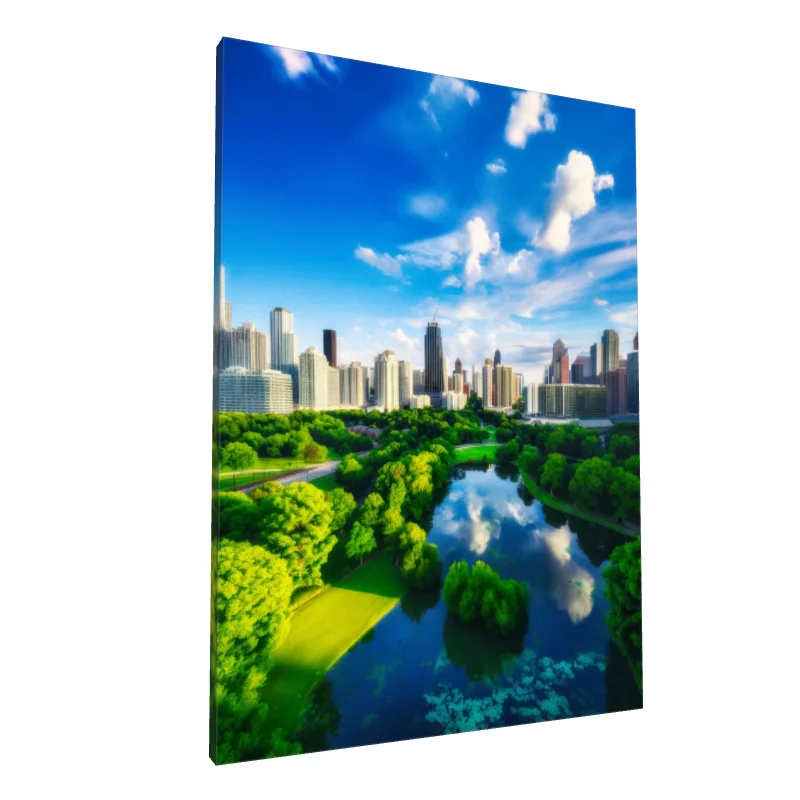 Tablou canvas: Panorama Urbană cu Lac Reflecție