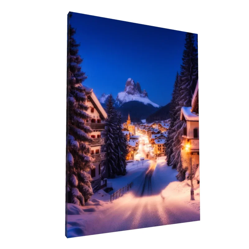 Tablou canvas: Sat de Munte Însuflețit Noaptea