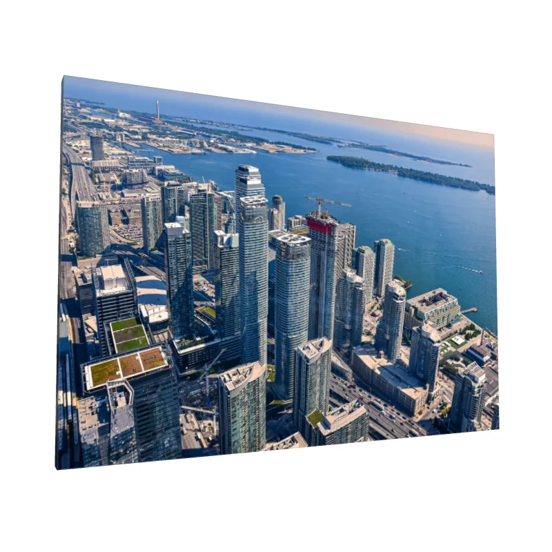 Tablou canvas: Panoramă Urbană cu Clădiri și Apă - Image 1