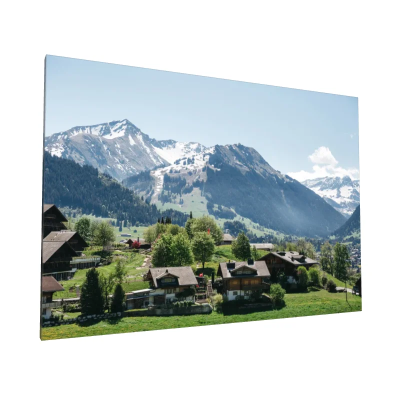 Tablou canvas: Peisaj Montan cu Căsuțe Rustice