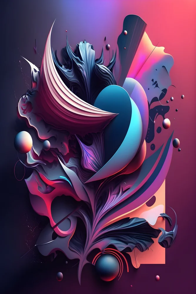 Tablou canvas: Forme Abstracte în Paletă de Roz și Albastru - Thumbnail 2