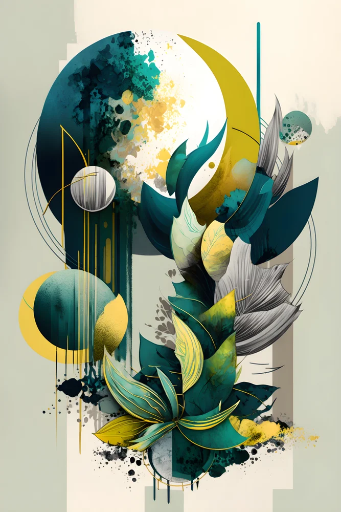 Tablou canvas: Compoziție Abstracție cu Elemente Vegetale - Thumbnail 2