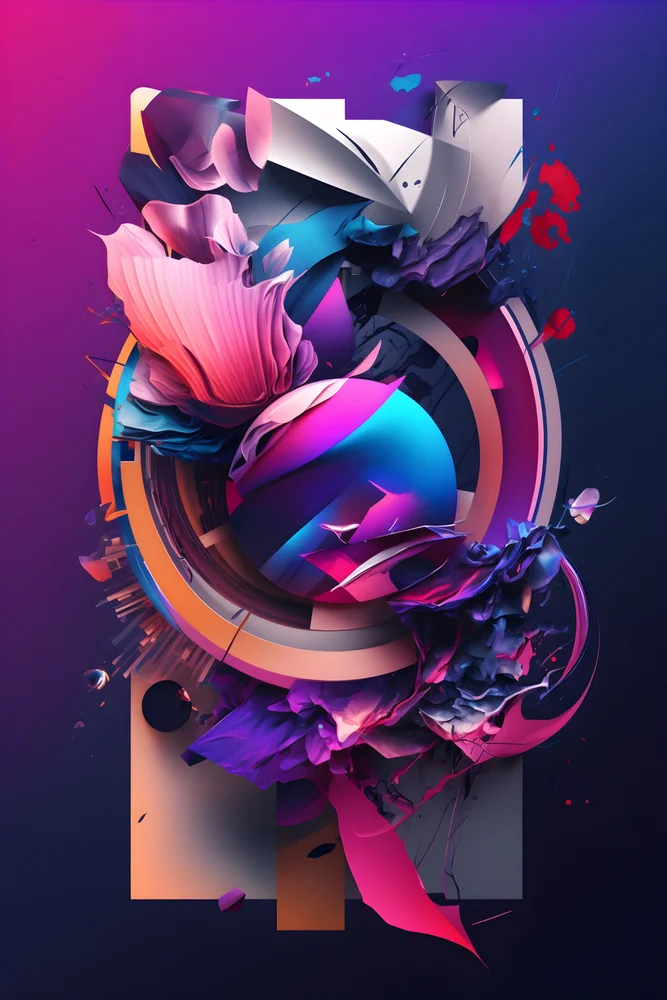 Tablou canvas: Compoziție Abstractă în Tonuri de Mov și Albastru - Thumbnail 2