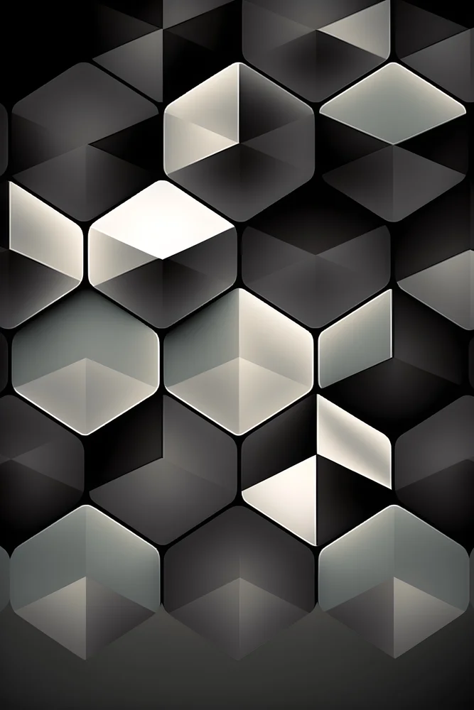 Tablou canvas: Model Geometric Cubic în Nuante de Gri - Thumbnail 2