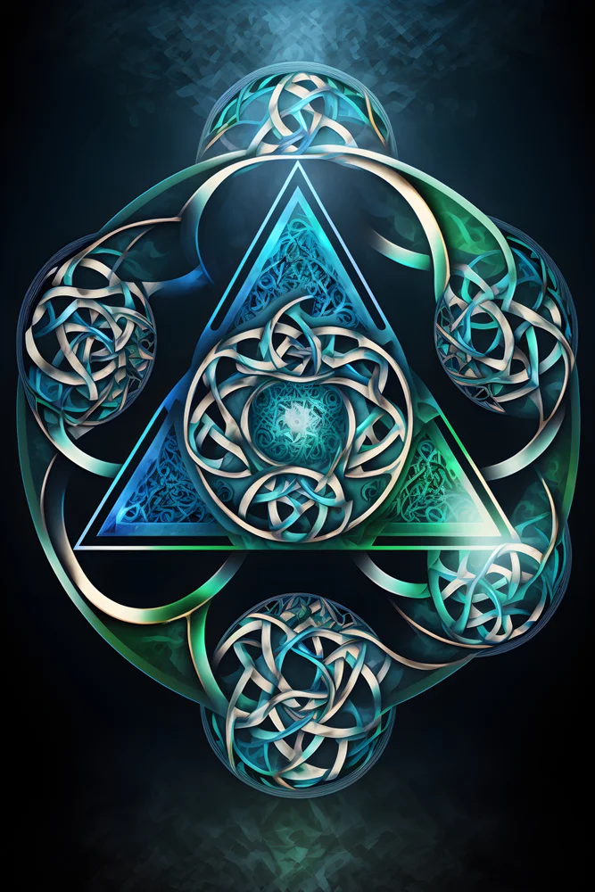 Tablou canvas: Geometrie Triunghiulară cu Elemente Celtice - Thumbnail 2