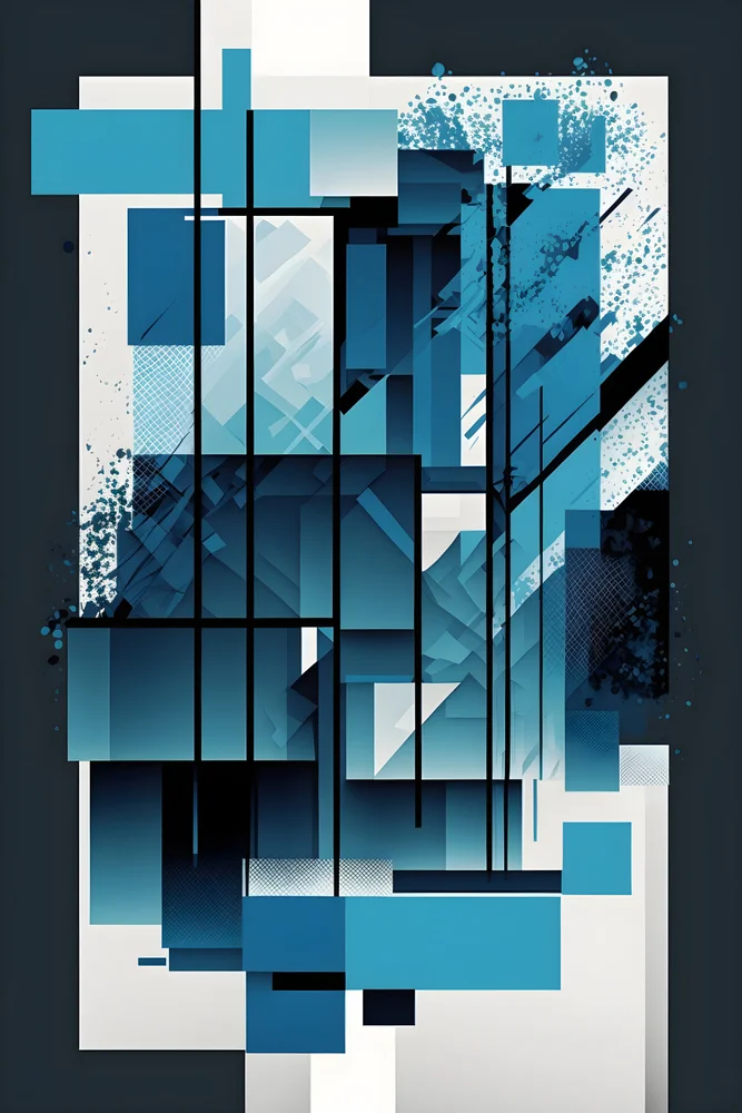 Tablou canvas: Compoziție Geometrică în Albastru și Negru - Thumbnail 2