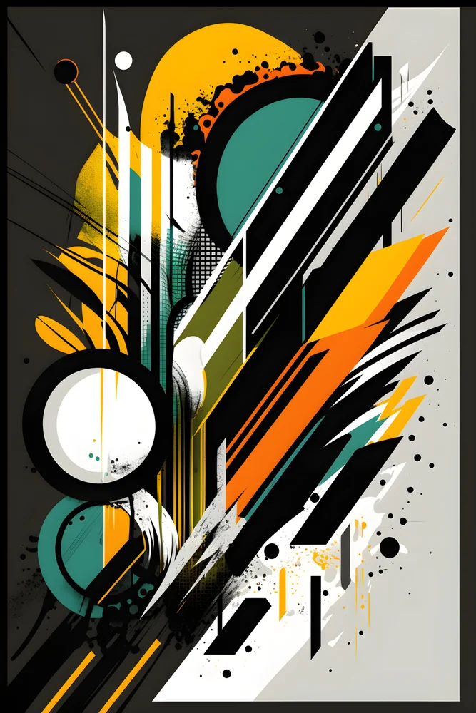 Tablou canvas: Compoziție Geometrică dinamică în Tonuri Vibrante - Thumbnail 2