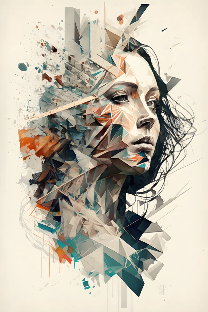Tablou canvas: Portret Abstract în Tonuri Geometrice - Thumbnail 2