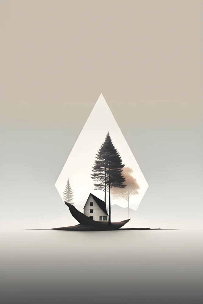 Tablou canvas: Cabana în Pădure, Stil Geometric - Thumbnail 2