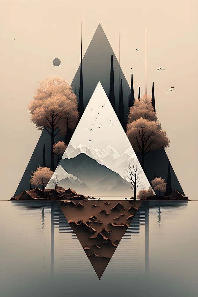 Tablou canvas: Peisaj Abstract cu Elemente Geometrice - Thumbnail 2
