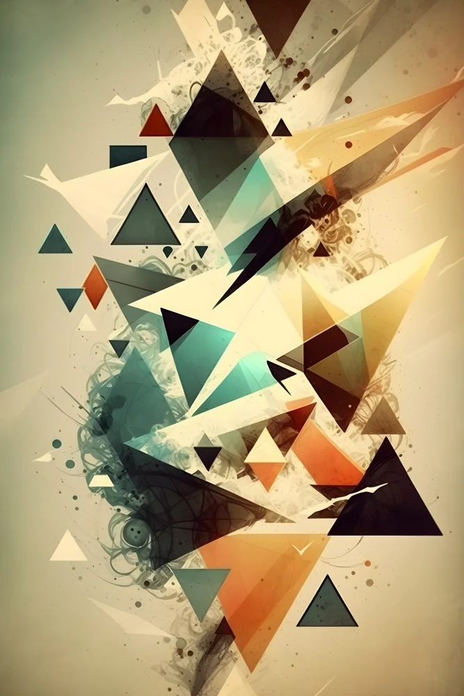 Tablou canvas: Triunghiuri Geometrice în Tonuri Calde - Thumbnail 2