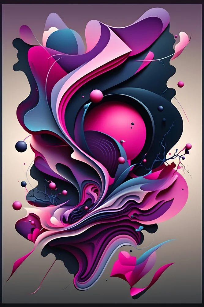 Tablou canvas: Forme Fluide în Tenta Roz și Mov - Thumbnail 2