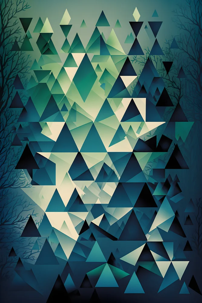 Tablou canvas: Triunghiuri Geometrice în Nuante de Verde - Thumbnail 2