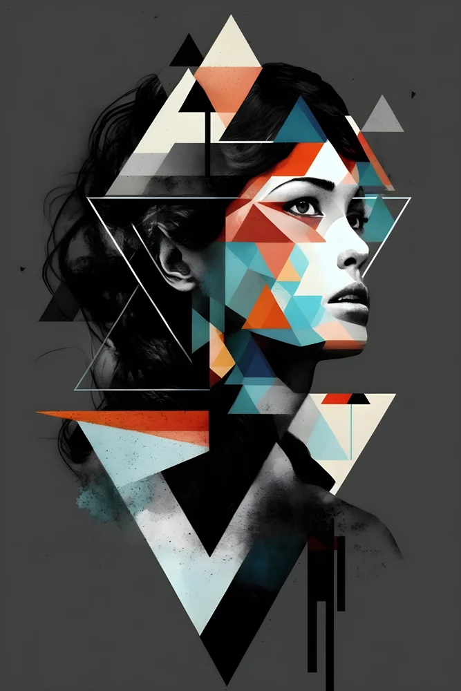 Tablou canvas: Portret Geometric în Tonuri Vibrante - Thumbnail 2