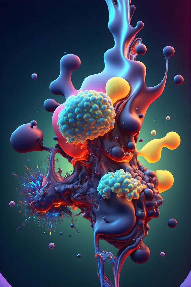 Tablou canvas: Compoziție Abstracție Organică în Culori Vibrante - Thumbnail 2